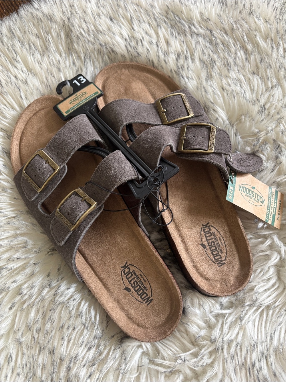 NWT Woodstock Men’s Triple Buckle Suede Slide Sandals Size 13